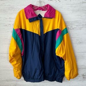 VINTAGE 80s Venezia Color Block Retro Sailing Windbreaker Jacket Colorful 18/20